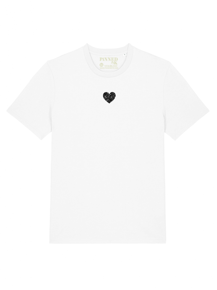T-shirt wit met zwart hart
