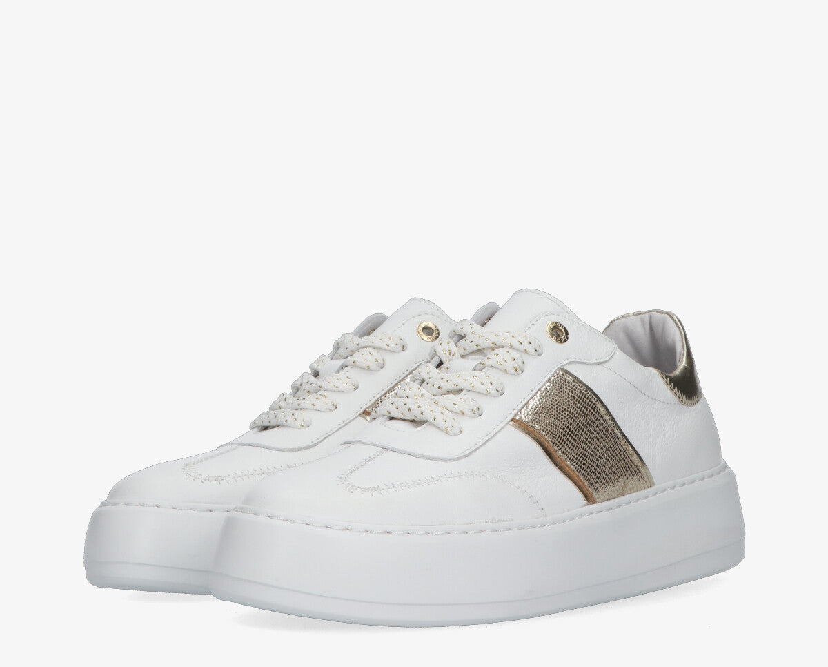 Sneaker Aubree wit/goud leer - Tango