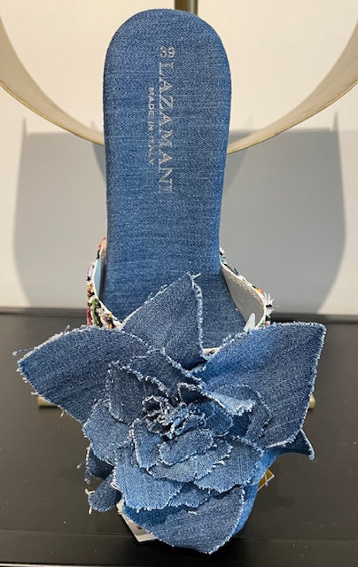 Clog denim met bloem Lazamani
