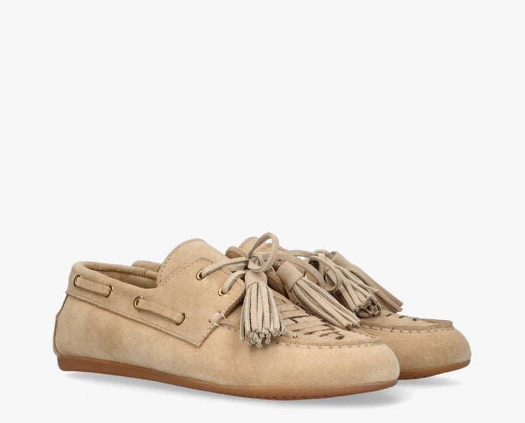 Jeanne 6a loafer met kwastjes - beige suede