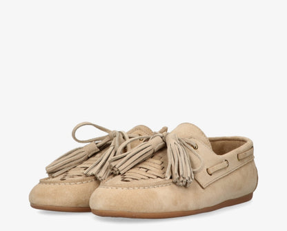 Jeanne 6a loafer met kwastjes - beige suede