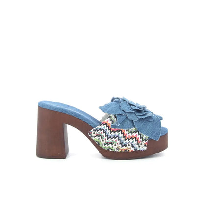 Clog denim met bloem Lazamani