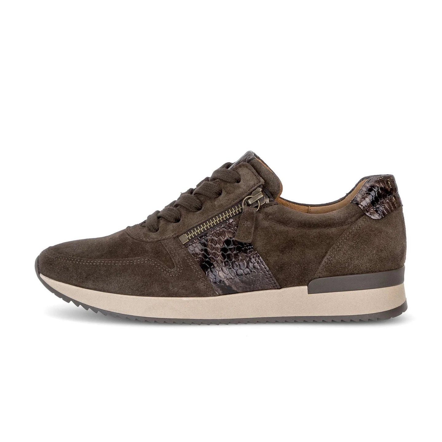 Sneaker bruin met veter en rits - Gabor