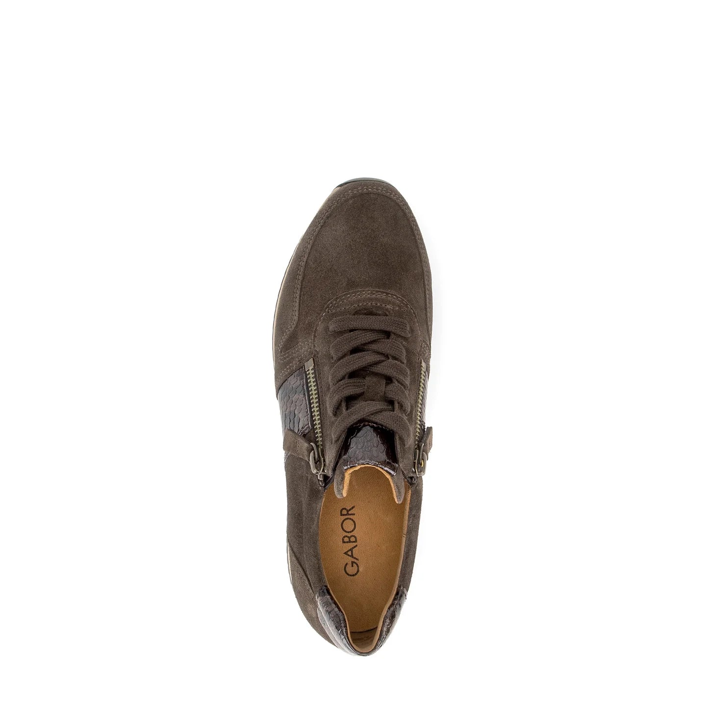 Sneaker bruin met veter en rits - Gabor