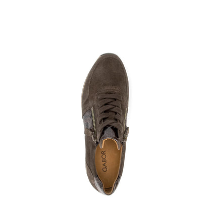 Sneaker bruin met veter en rits - Gabor