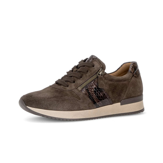 Sneaker bruin met veter en rits - Gabor