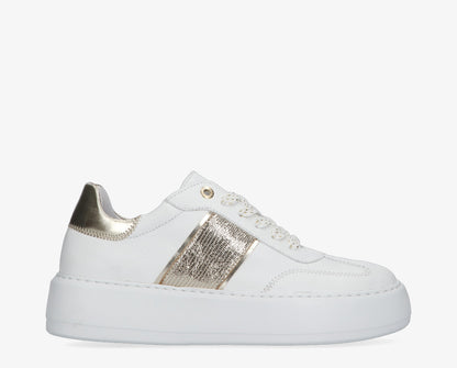 Sneaker Aubree wit/goud leer - Tango