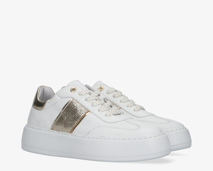 Sneaker Aubree wit/goud leer - Tango