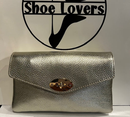 Lederen clutch, goud kleurig