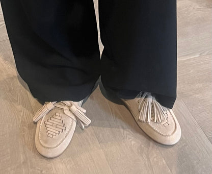 Jeanne 6a loafer met kwastjes - beige suede