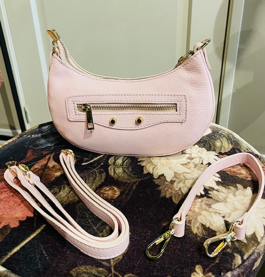 Leren tasje met gouden details - roze