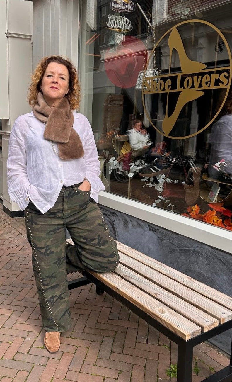 Faux fur sjaal met lus - taupe