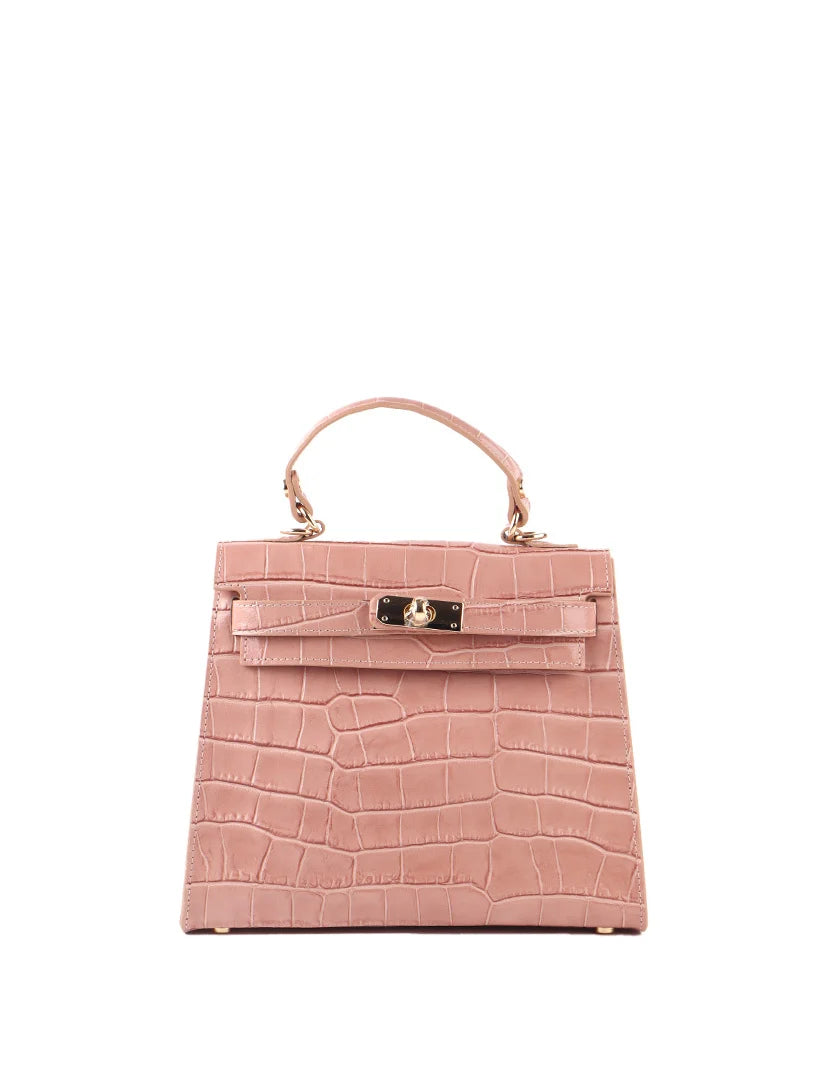 Tas croco leer 'pink'