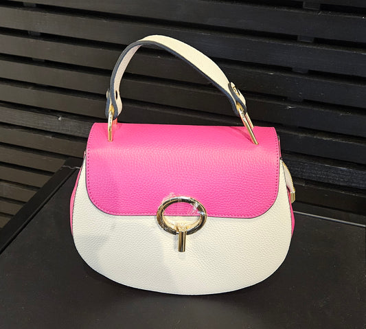 Leren tas roze/wit